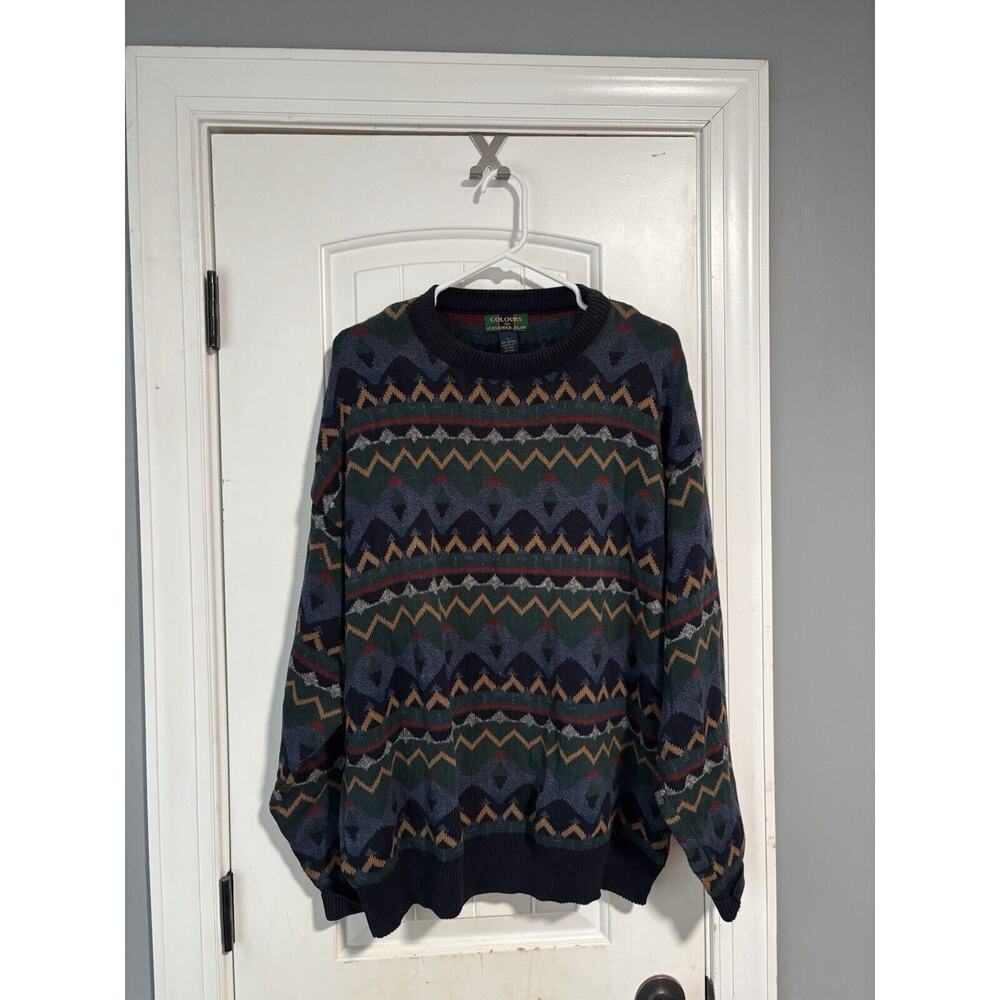Vintage Alexander Julian Colours Sweater - USA Made - Cotton Pull‎ Over - L